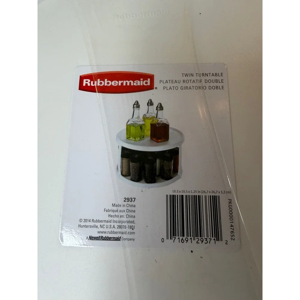 Rubbermaid Twin Turntable 2937 White 2 Tier Lazy Susan Spice Rack Organizer 10.5